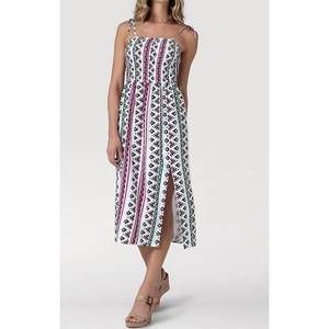 NEW WRANGLER women's rayon midi dress in white/multi